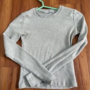 TNA Heather Gray Ribbed Long Sleeve Top